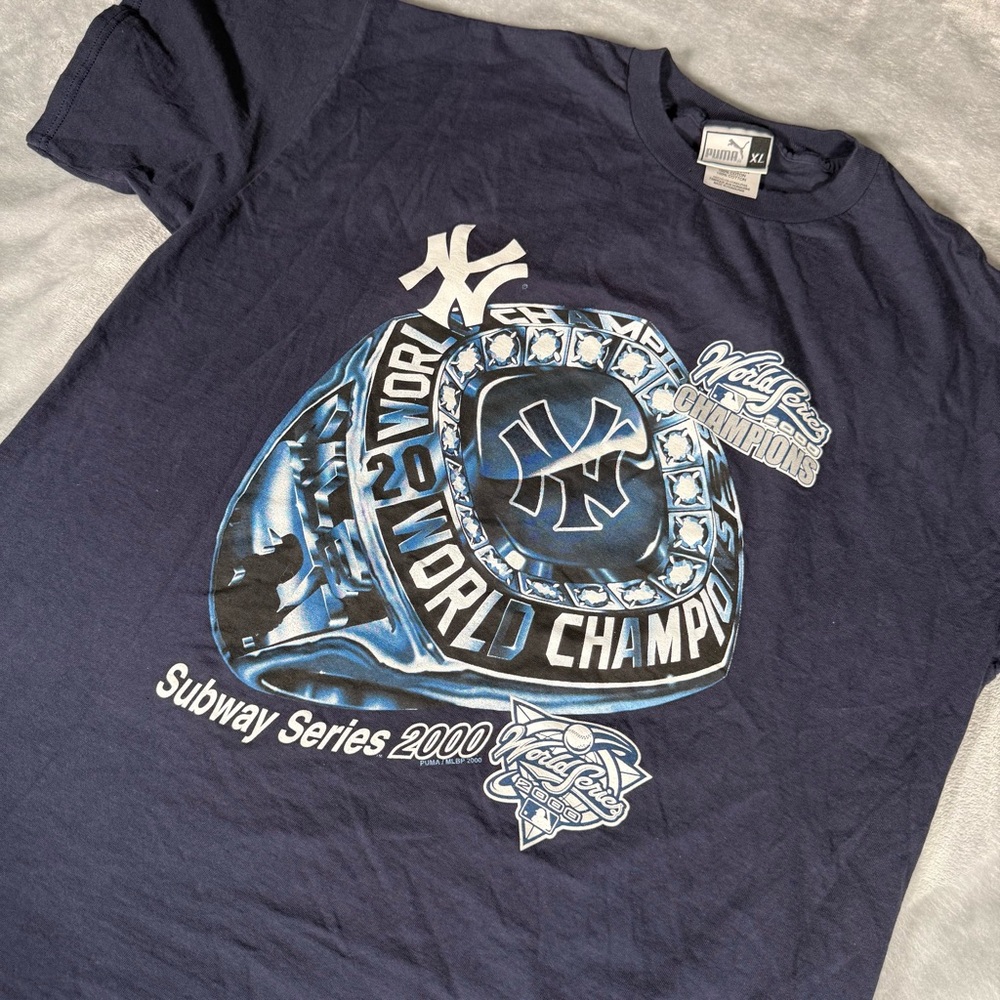 Vintage Puma New York Yankees Champions T Shirt Mens XL (Fits 2XL) 2000 Y2K